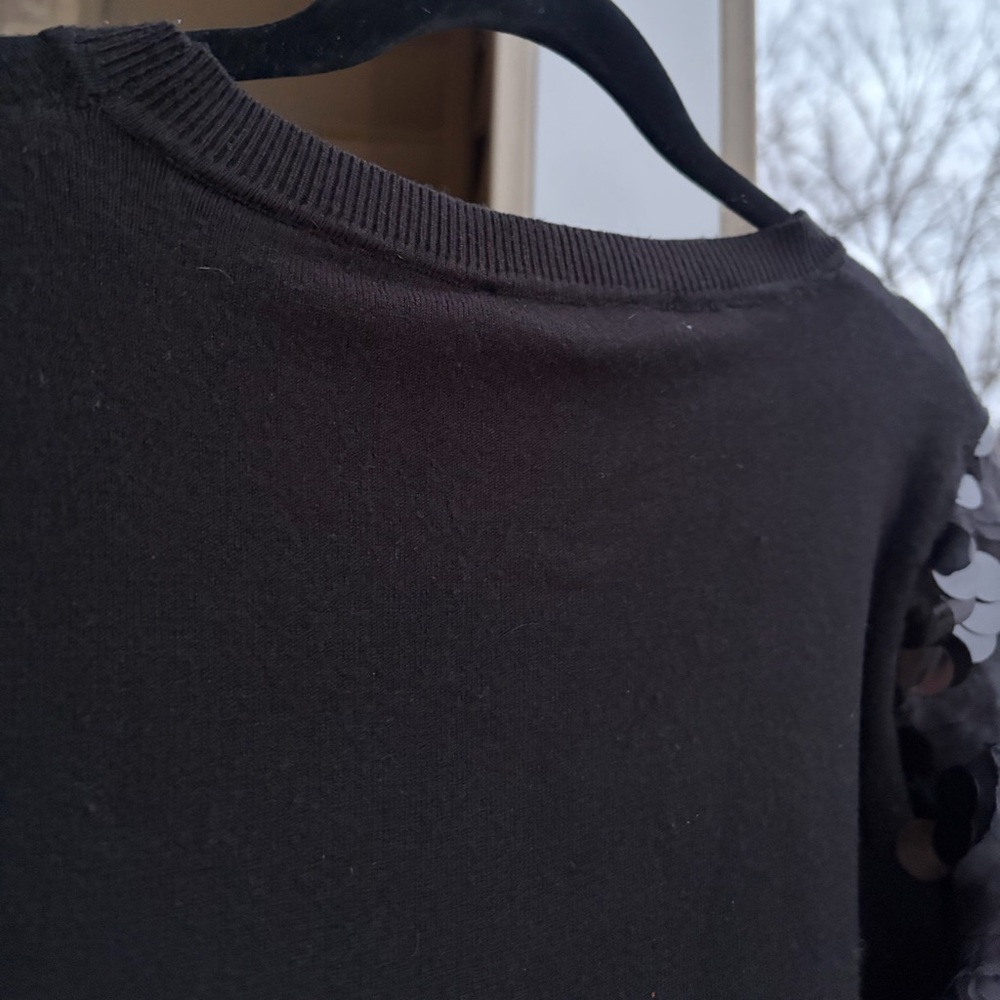 🆕 🇩🇪 Sioni Black Sequin Balloon Sweater Top M Statement Party Glam Pullover Knit - Picture 7 of 12